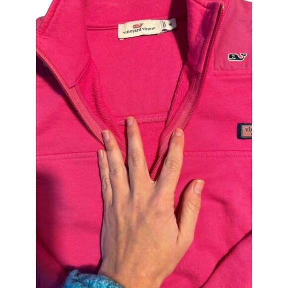 Womens VINEYARD VINES sweatshirt pink 1/2 Zip Stripe SHEP SHIRT Medium M - Picture 7 of 7